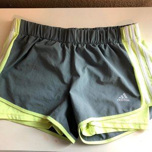 Adidas Gray Green Lined Running Shorts